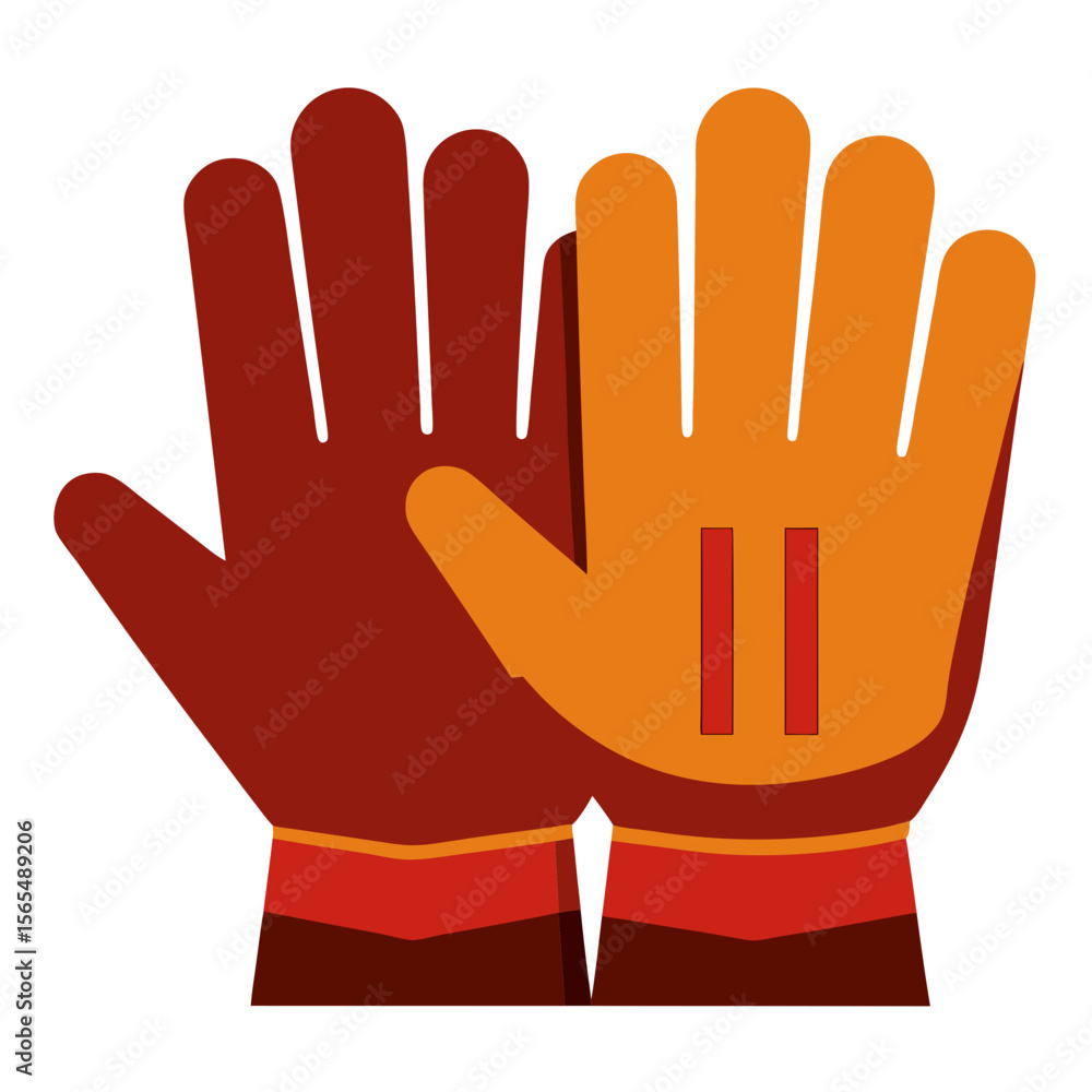 Obraz premium Red and orange baseball gloves with stitching sports equipment