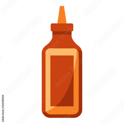 Orange squeeze bottle with label condiment sauce