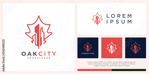 Real estate logo combine oak leaf and building design