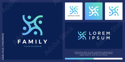 Family people logo design template