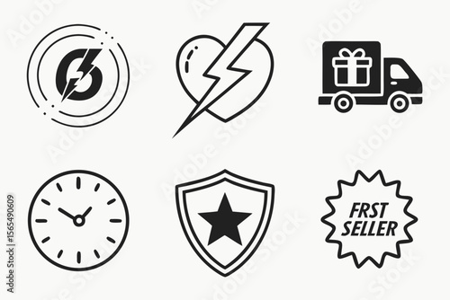 Collection of business and service icons isolated on white background