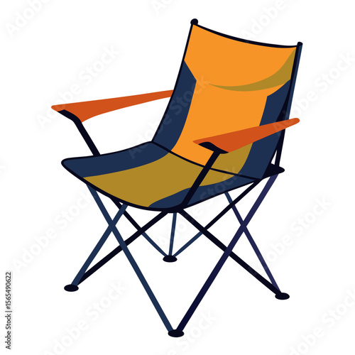 Foldable camping chair with orange armrests and navy blue frame foldable chair outdoor furniture