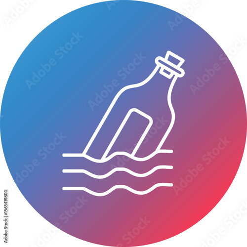 Message in a Bottle Line Gradient Circle Background Icon
