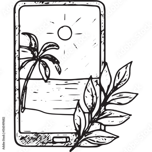 Hand-Drawn Smartphone Icon for Digital Detox and Tech Illustration