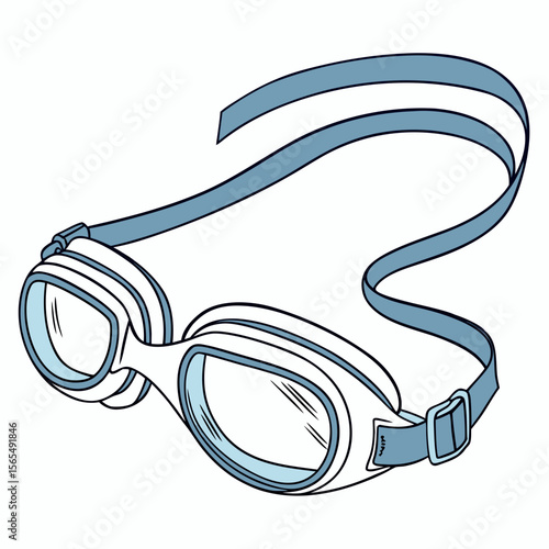 White swimming goggles with blue strap water sports eyewear