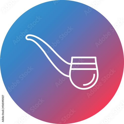 Smoking Pipe Line Gradient Circle Background Icon