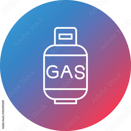 Gas Cylinders Line Gradient Circle Background Icon