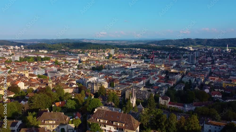Aerial View around The City Biel/Bienne in Switzerland on a late spring afternoon. Aerial View around The City Biel/Bienne in Switzerland on a late spring afternoon.