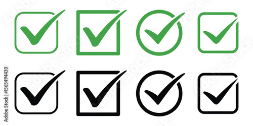 Checkbox icon set vector isolated on white background. yes, tick, checkmark, choice, vote, success symbol 