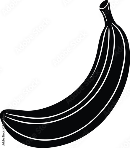 Banana Silhouette: A striking silhouette of a banana, showcasing its distinctive curved shape. The illustration captures the essence of the fruit. 