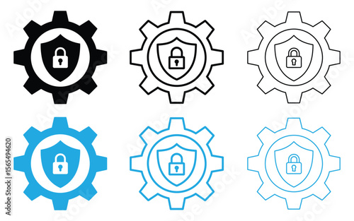  gear-shield icon vector isolated on white background. security and system management icon vector