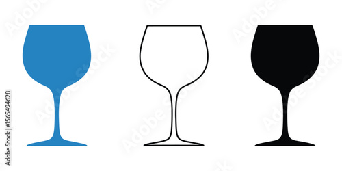 Empty wine glass icon vector isolated on white background 