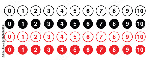 Set of Number Icons in Different Color Schemes