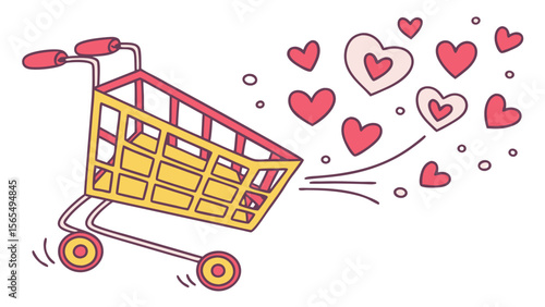 Shopping cart full of love valentine's day gifts and presents for your loved ones and special someone