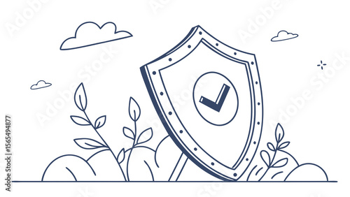 Security shield check mark vector illustration for protection safety and verified secure concept design