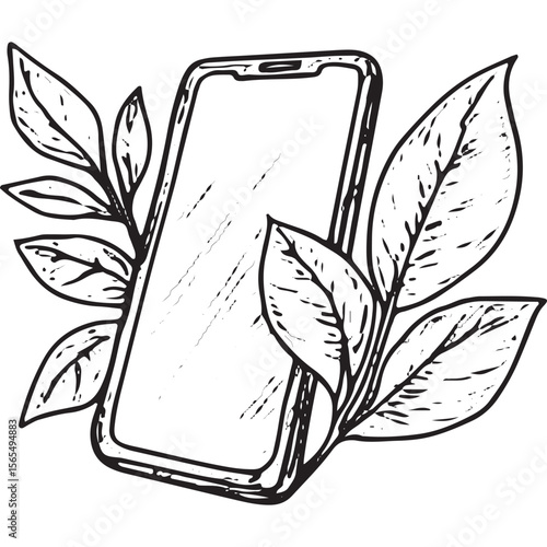 Hand-Drawn Smartphone Icon for Digital Detox and Tech Illustration