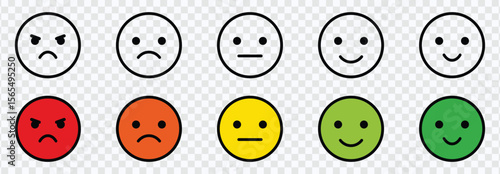 Emoticon Expressions Vector Set – Diverse Feedback Icons with Different Moods