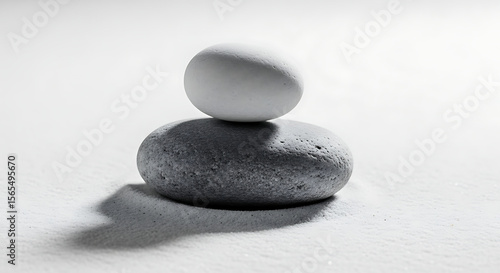 Zen Still Life Egg Balanced on Stone, Minimalist Photography