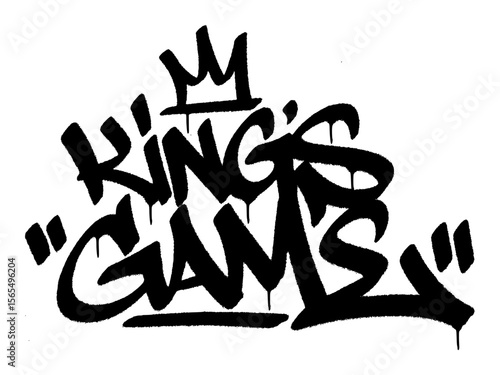 Graffiti tag “King’s Game” for Chess Day, smart urban mural with royal strategy creative vibe.