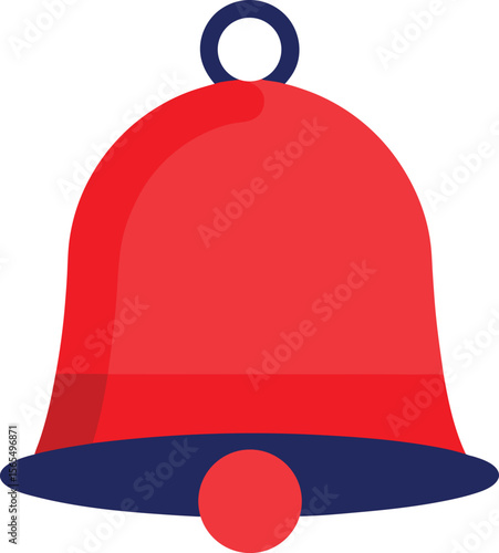 Red Bell Icon: A minimalist, vector-style image featuring a prominent red bell with a blue handle, ideal for various applications. 
