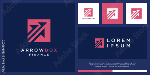 Arrow box logo design with square shape