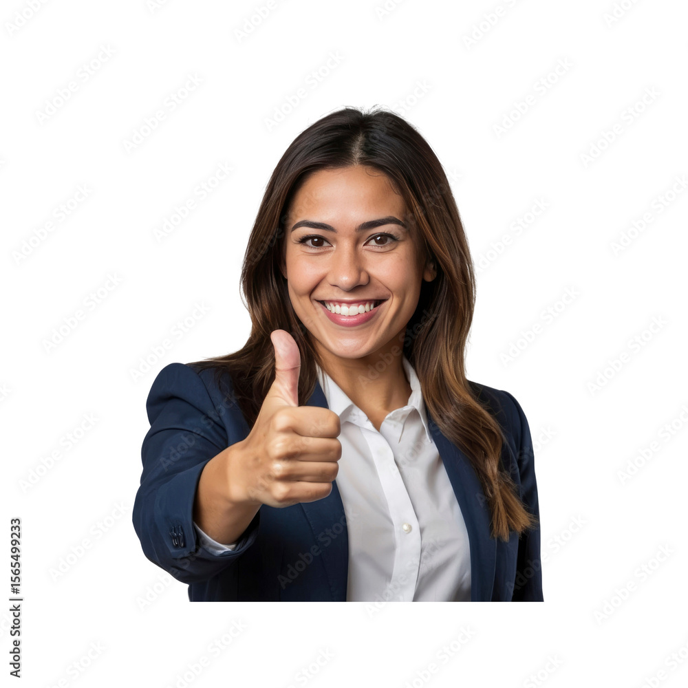 Confident Businesswoman Giving Thumbs Up, Positive Feedback, Success Confident Businesswoman Giving Thumbs Up, Positive Feedback, Success