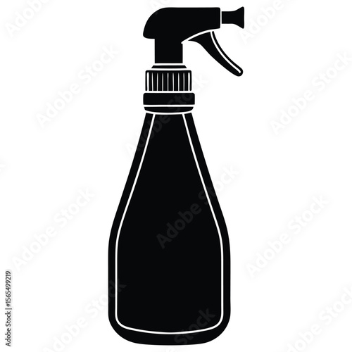 Minimalist Spray Bottle Illustration for Cleaning and Gardening in Black and White