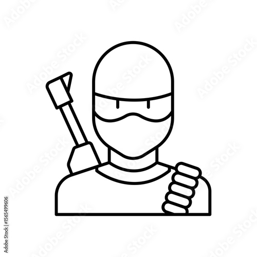 Terrorist Masked Criminal Line Icon