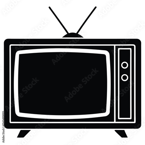 Vintage Television Illustration Retro Analog Broadcast Device with Antenna