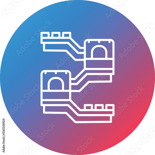 Great Wall of China Line Gradient Circle Background Icon