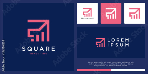 Square investing logo design with abstract arrow