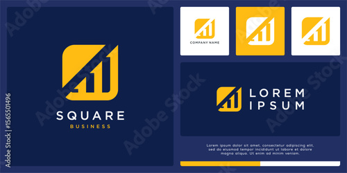 Arrow business logo with graph square shape