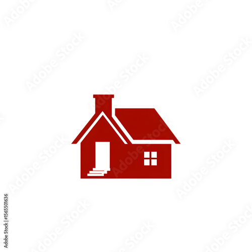 Bold Red Home Icon with Clean Lines