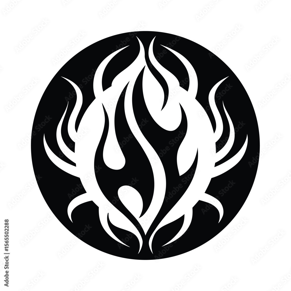 Fototapeta premium Abstract flame design in a circle silhouette vector illustration