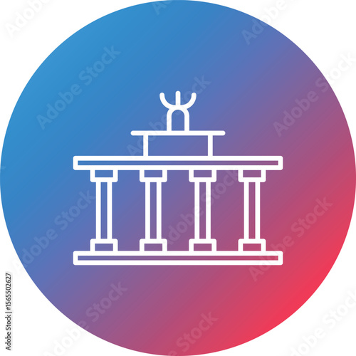Brandenburg Gate Line Gradient Circle Background Icon