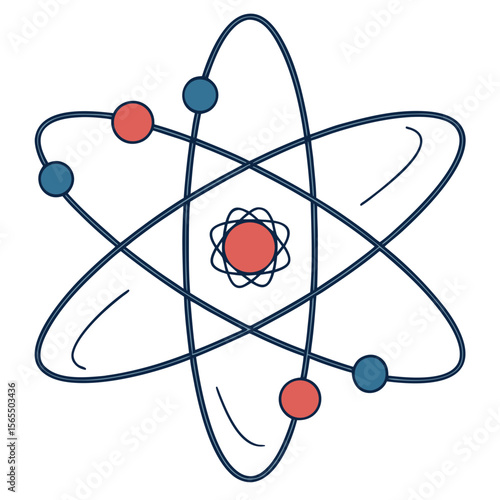 Atomic structure illustration red blue science chemistry