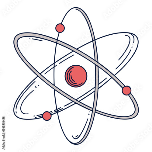 Atomic structure diagram with orbiting electrons science