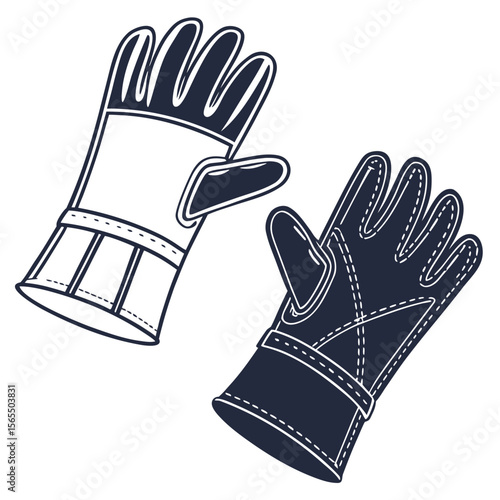 Dark blue and white work gloves protective gear handwear