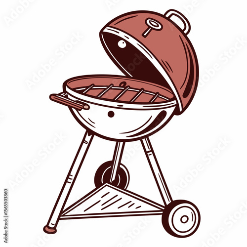 Red Kettle Grill With Open Lid barbecue cooking