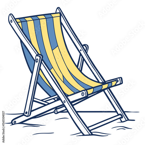 Striped Beach Chair on Sand blue yellow