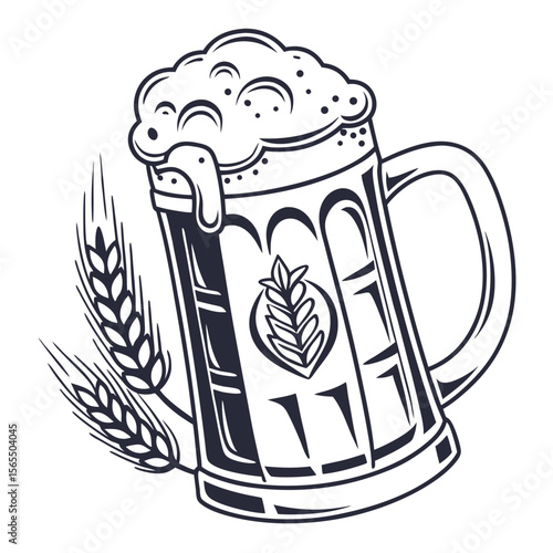 Beer Mug With Wheat Stalks barley drink