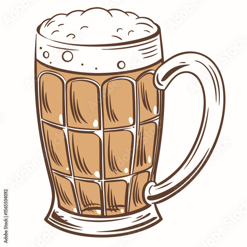 Frothy Beer Mug Illustration drink beverage