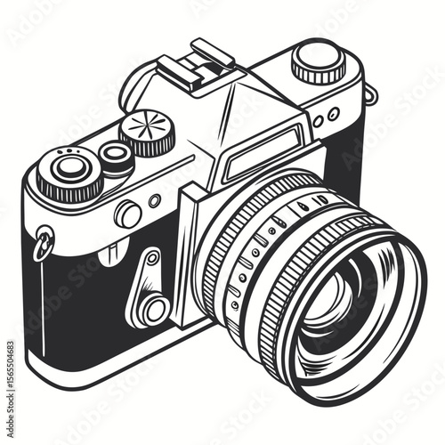 Vintage Camera With Detailed Lens analog camera photography