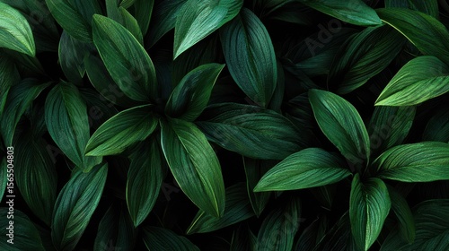 Wallpaper Mural Background of group of dark green tropical leaves Torontodigital.ca