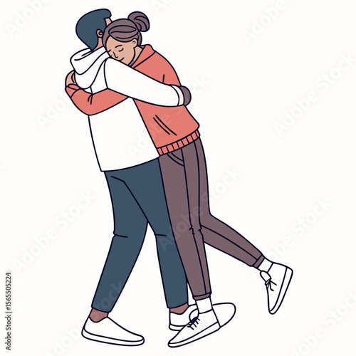 Couple embracing warmly love affection