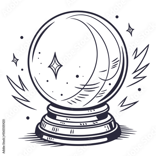 Crystal ball with stars and magical glow fortune telling
