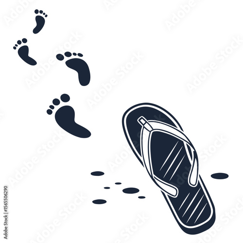 Footprints and Flip Flop beach summer