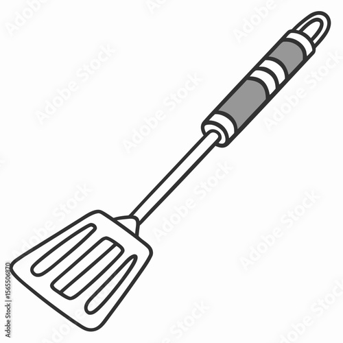 Spatula kitchen utensil with grey handle cooking grilling