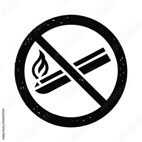 No smoking symbol with cigarette and flame silhouette vector illustration