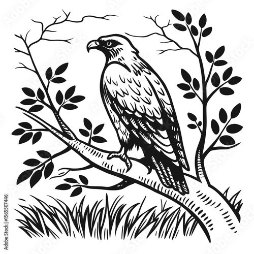 Majestic eagle perched on a tree branch bird